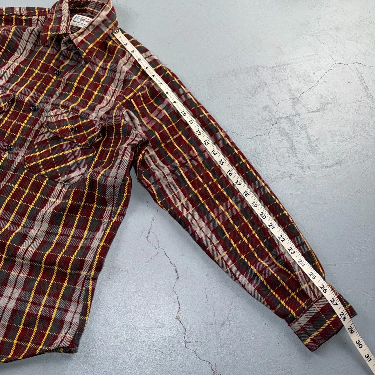Vintage Five Brother Heavyweight Plaid Button Up Flannel Shirt Men M USA 1970s
