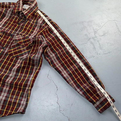 Vintage Five Brother Heavyweight Plaid Button Up Flannel Shirt Men M USA 1970s