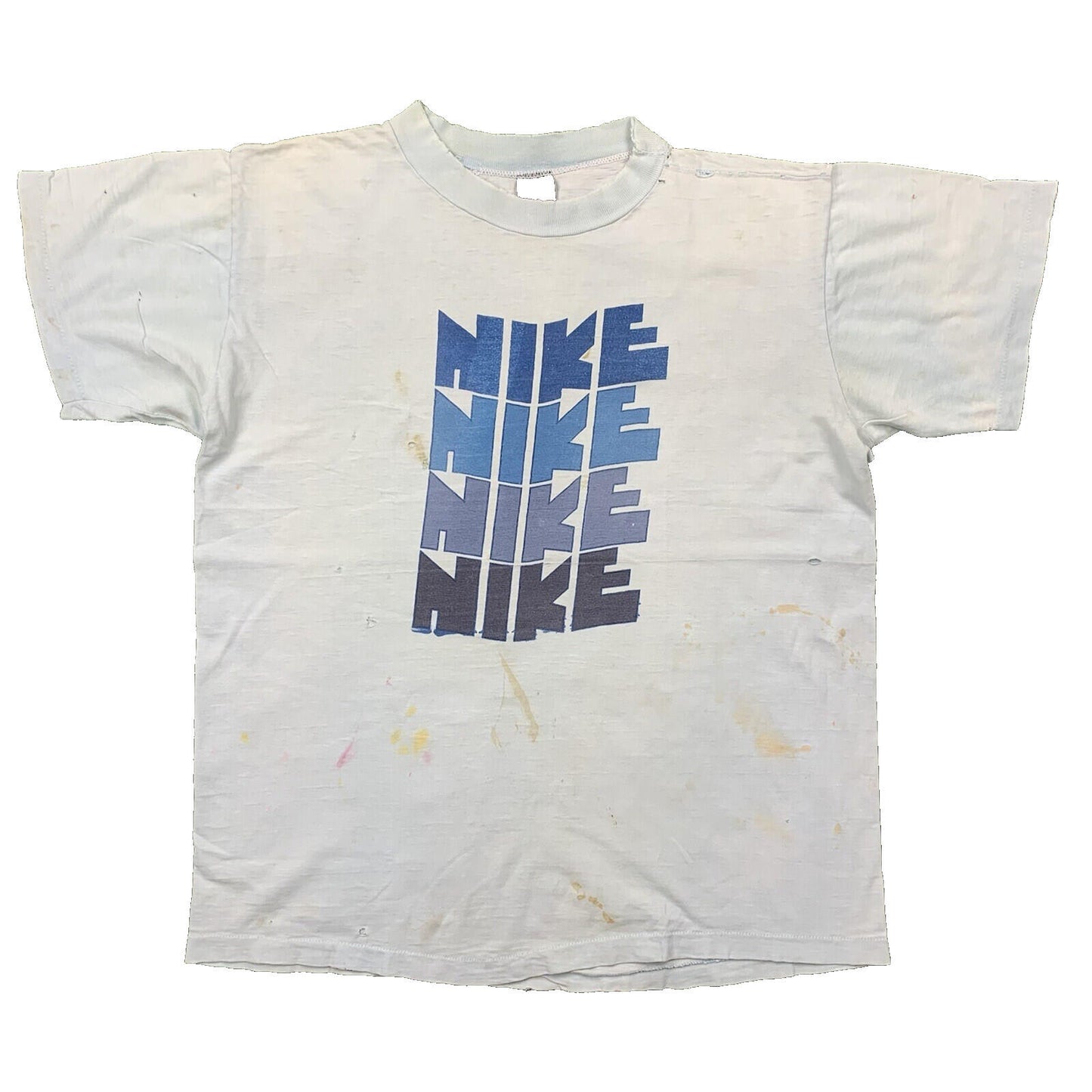 Nike Vintage T Shirt Mens L Quad Block Print Thrashed 70s Original Distressed