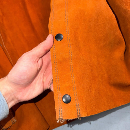 VTG 60s 50s Brown Suede Leather Button Jacket Western Snap Rockabilly Staple