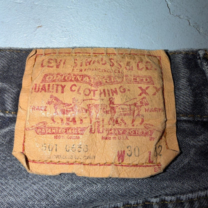 Levis 501 Vintage 80s USA XX Straight Leg Jeans Black Light Wash 30x32 Act 28x26