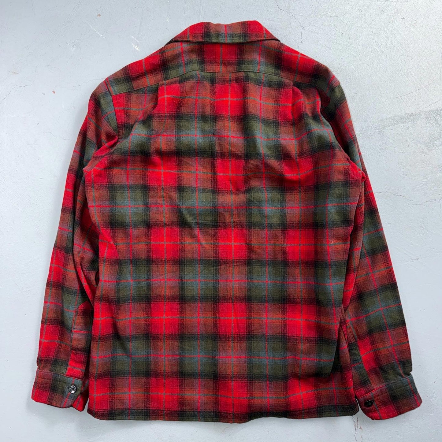 Pendleton VTG 1950s Loop Collar Board Shirt Wool Plaid Flannel Shirt Rockabilly