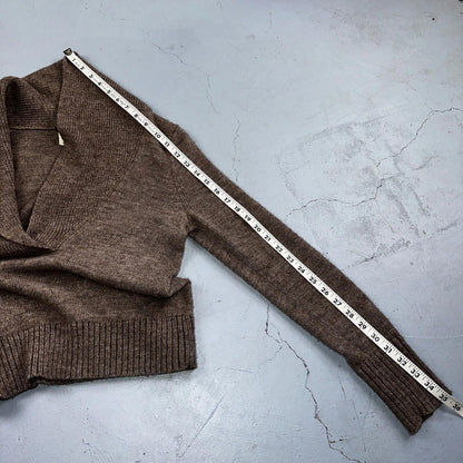 J.Crew Shawl Popover Sweater Brown Merino Wool Alpaca Size M Long Sleeve Cozy