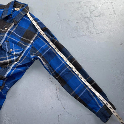 VTG Five Brother Shirt Mens M Shadow Plaid Flannel USA Red 1980s 80s Blue Black
