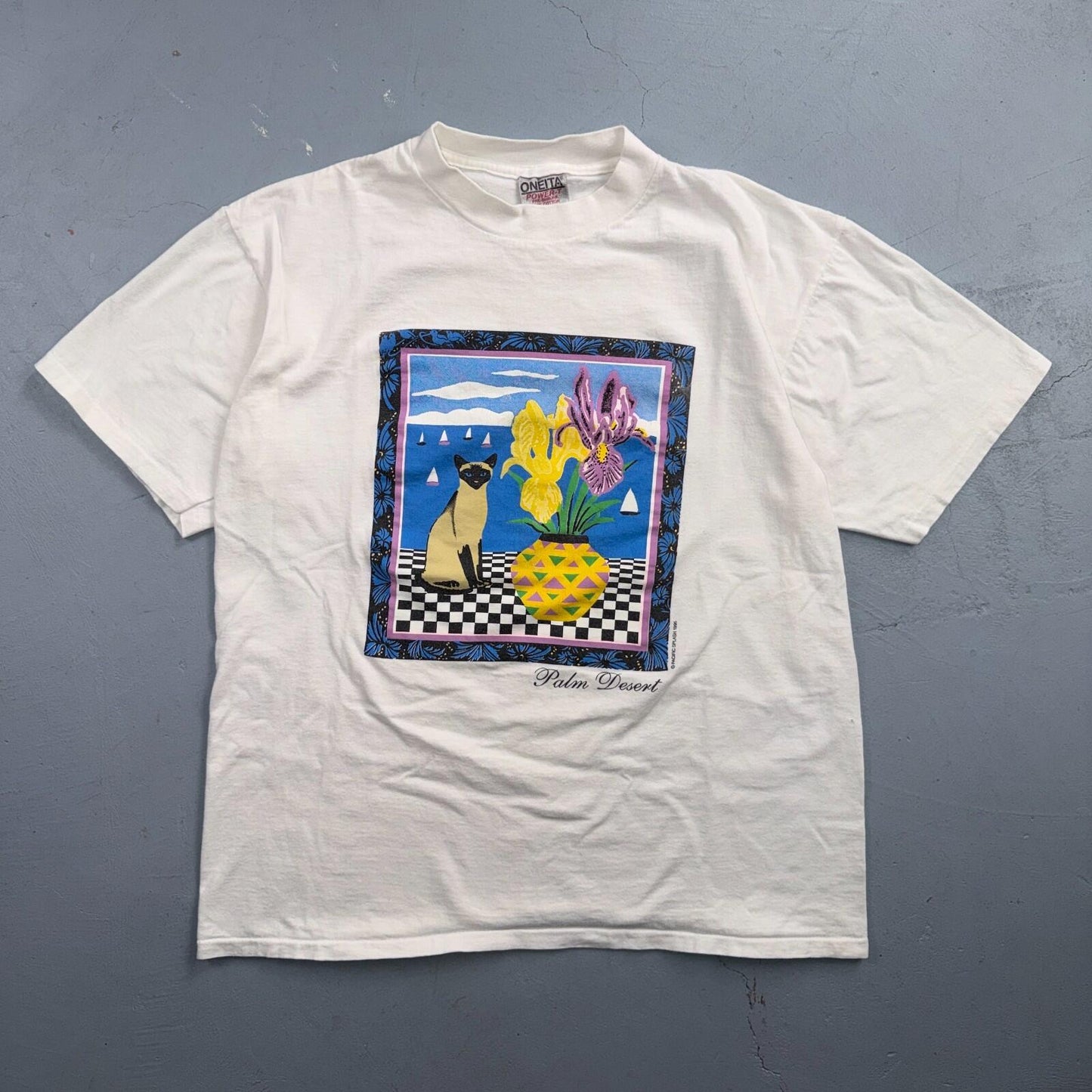 Cats Palm Desert Abstract VTG T Shirt Dreamy Trippy 90s Floral Ocean Photograph