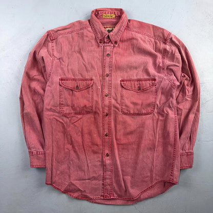 VTG Adirondack Savile Row Button Down Shirt Mens M Pink Long Sleeve Faded 90s