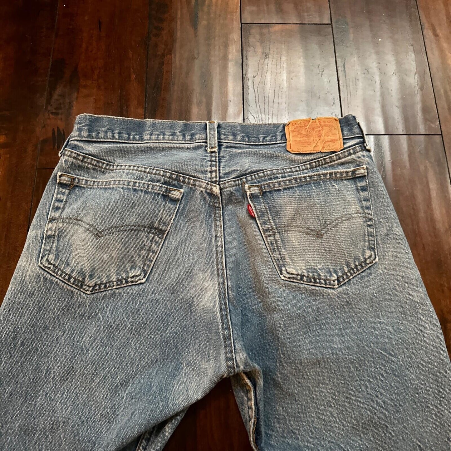 VTG 80s Levis 501 Button Fly 35x32 USA Tag Jeans Straight Wash Blue XX Act 31x31