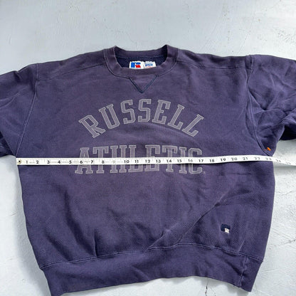 Russell Athletic USA Sweatshirt Crewneck Purple Navy 80s 90s Jumper Warm Up V