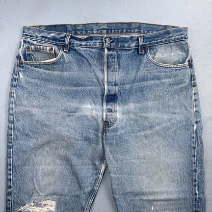 Levis 501 Vintage 80s USA XX Straight Leg Jeans Blue Light Wash 44x32 Act 40x27