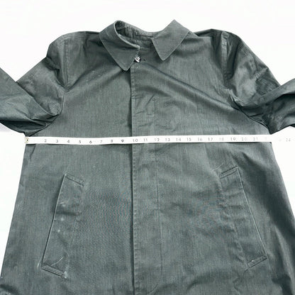 Aqaron Rain Trench Coat Mens 38 Short Green Long Sleeve Button Long Jacket