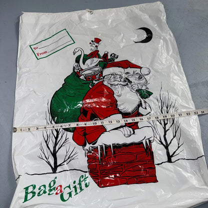 Vintage Large Plastic Christmas Stocking Santa Claus Gift Bags Used Cute