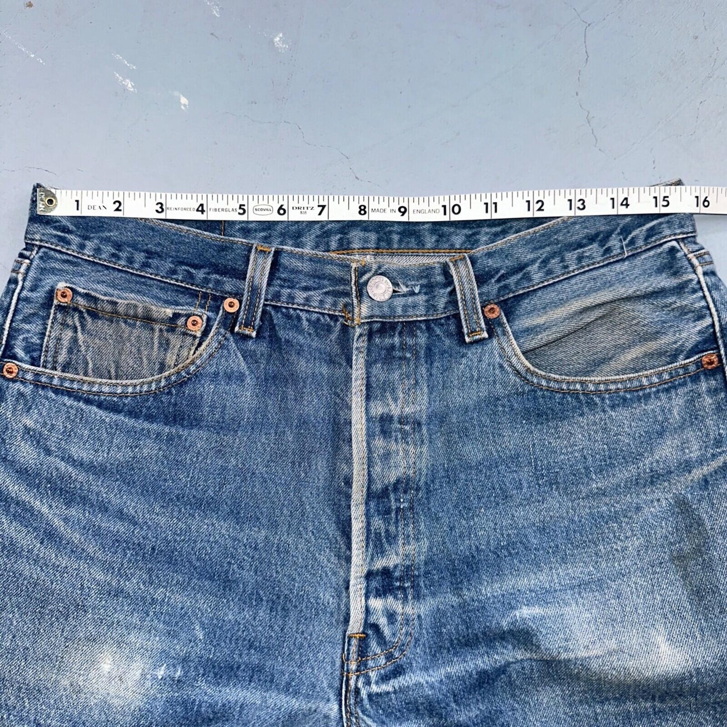 Levis 501 Vintage 90s USA XX Straight Leg Jeans Blue Med Wash 34x34 Act 31x30