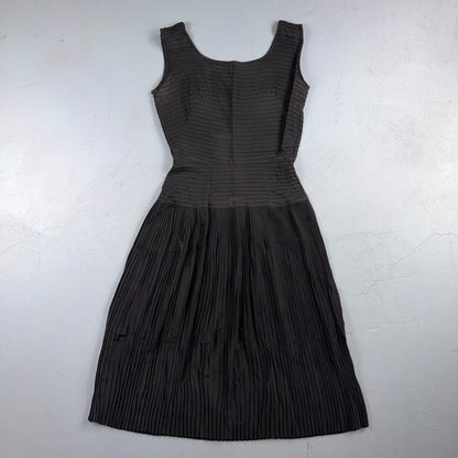 1950s Koret of California Midi Dress Womens Flare Textured Rockabilly Black