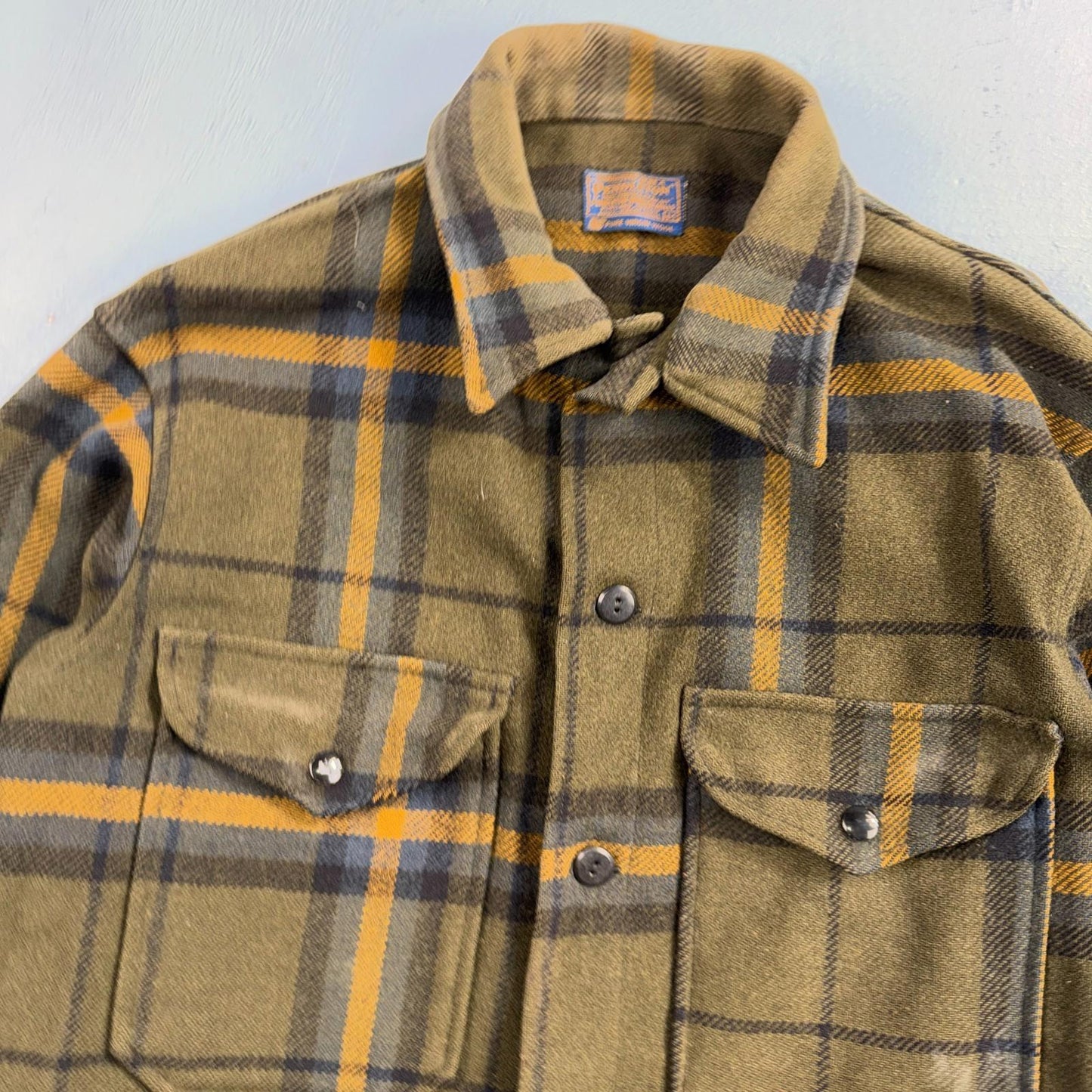 VTG Pendleton Mens Mackinaw Cruiser Wool Coat M Brown Plaid Field Jacket 70s