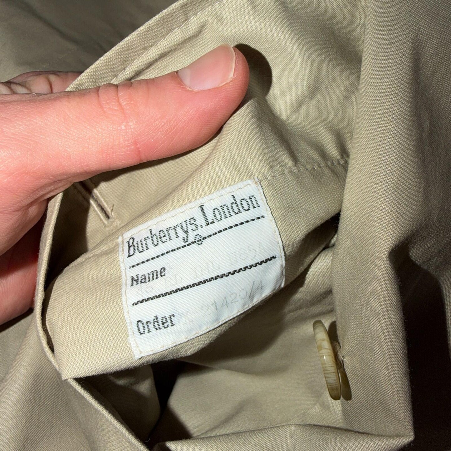 Burberry Trench Coat VTG Mens 46 Beige Check Collar Made in England Classic Belt
