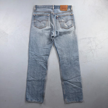 Levis 501 Vintage 90s USA XX Straight Leg Jeans Blue Light Wash 34x34 Act 32x29