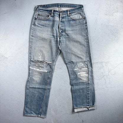 Levis 501 Vintage 80s Redline Selvedge USA XX Jeans Light Wash 36x36 Act 34x30