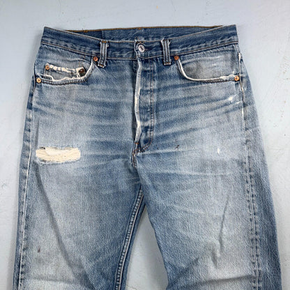 Levis 501 Vintage 80s USA XX Straight Leg Jeans Blue Light Wash 34x33 Act 32x29
