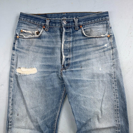 Levis 501 Vintage 80s USA XX Straight Leg Jeans Blue Light Wash 34x33 Act 32x29