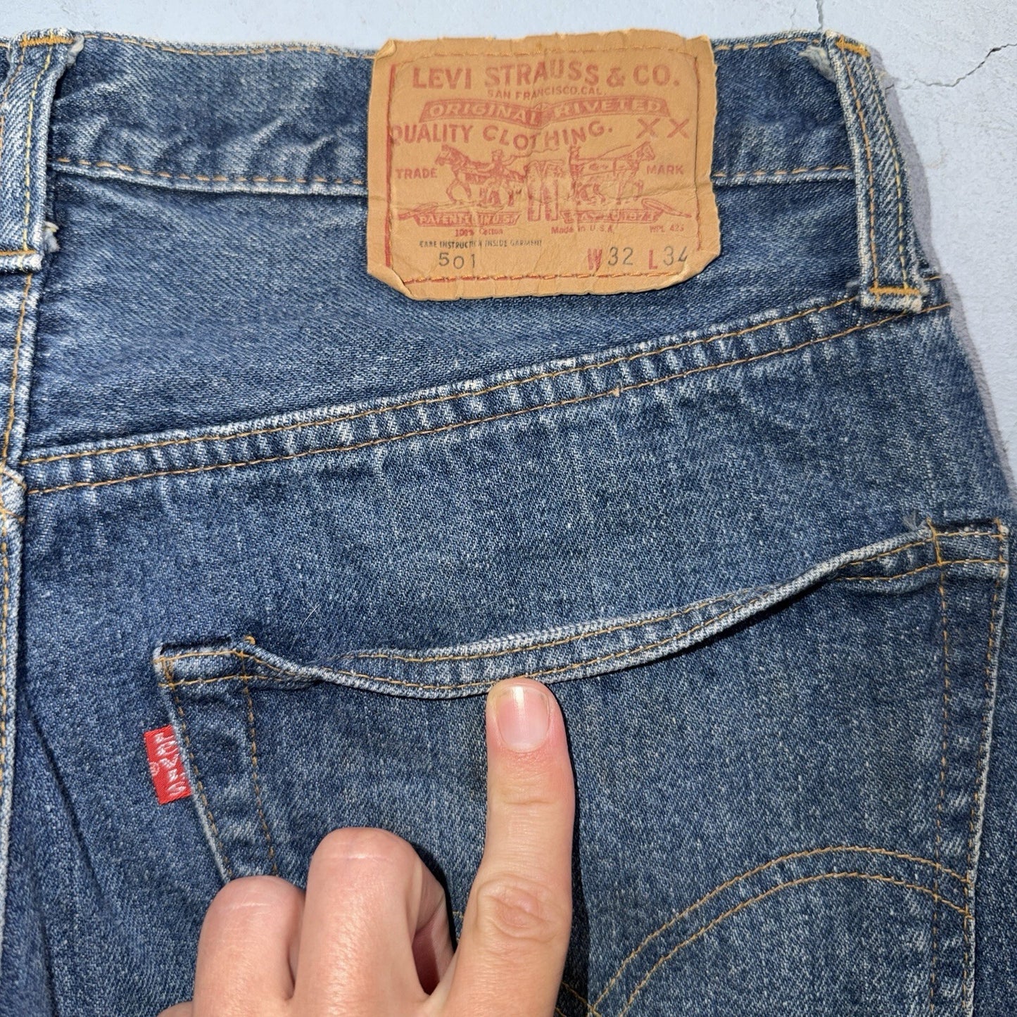 Levis 501 Vintage 70s SS Redline Selvedge USA Jeans Med Wash 32x34 Act 29x29