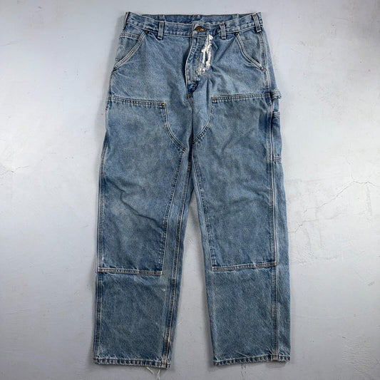 VTG Carhartt Men’s B73 DST 36x32 Double Knee Denim Jeans Workwear Thrashed