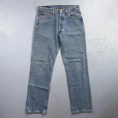 Levis 501 Vintage 90s Y2K XX Straight Leg Jeans Blue Light Wash 32x32 Act 31x30