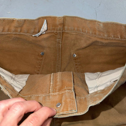 Carhartt VTG Double Knee Carpenter Pants B01 USA BRN Brown 32x34 Thrashed 30x33