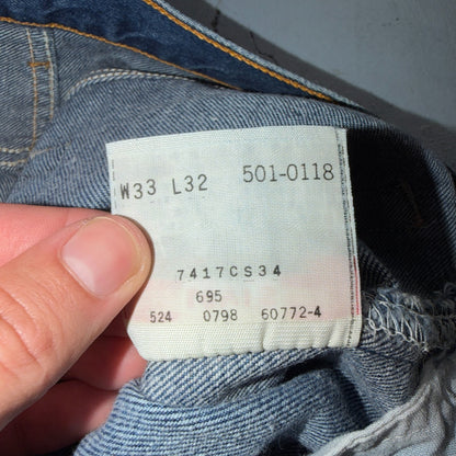 Levis 501 Vintage 90s USA XX Straight Leg Jeans Blue Med Wash 33x32 Act 33x31
