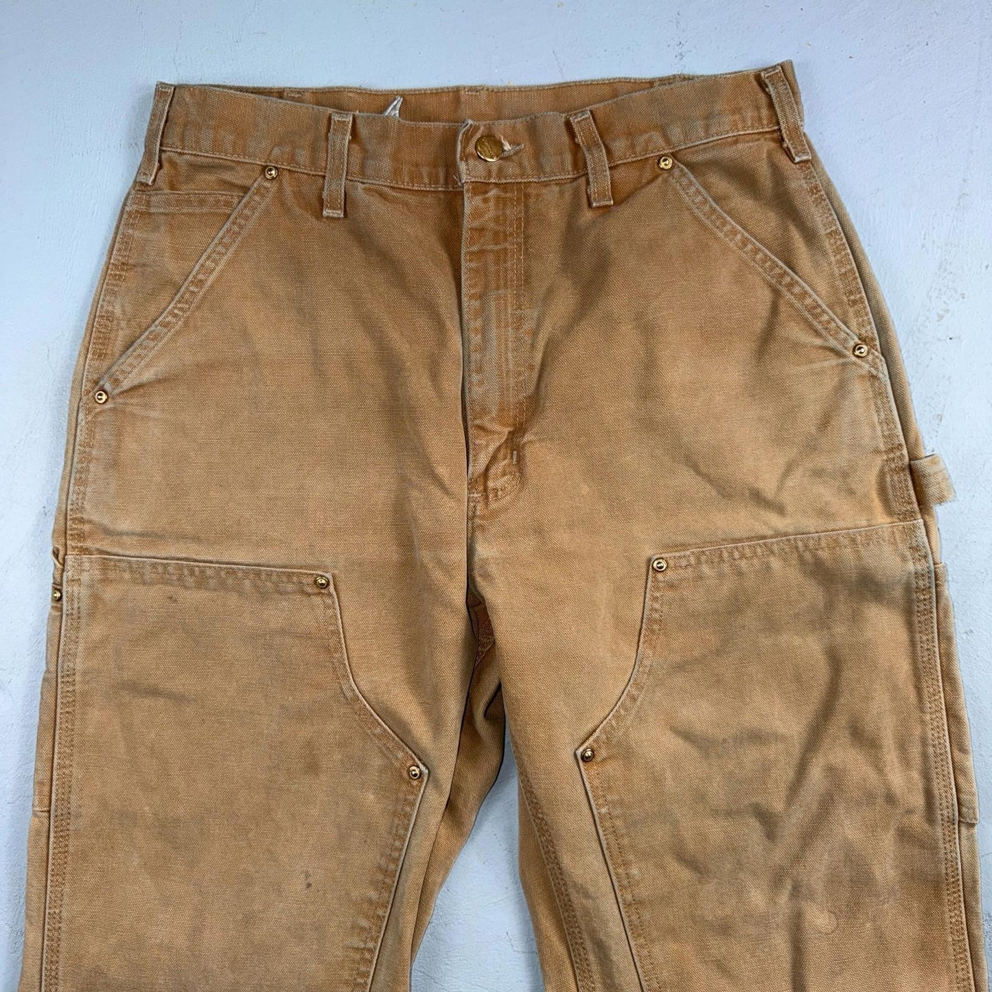 Carhartt VTG Double Knee Carpenter Pants B01 USA BRN Brown 32x34 Thrashed 30x33