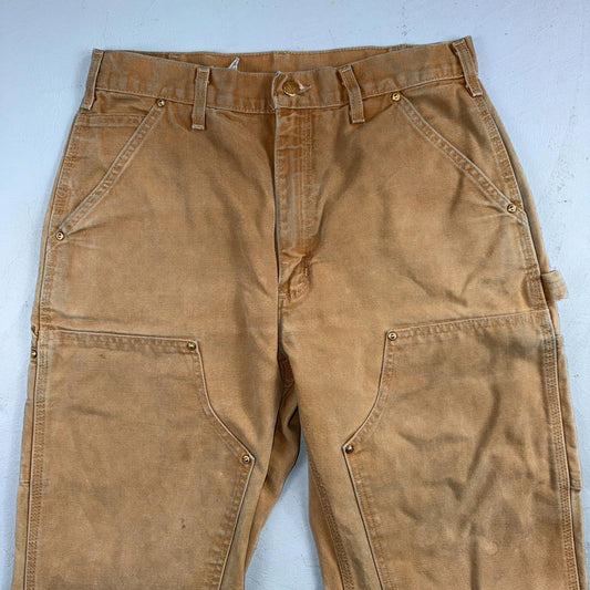 Carhartt VTG Double Knee Carpenter Pants B01 USA BRN Brown 32x34 Thrashed 30x33