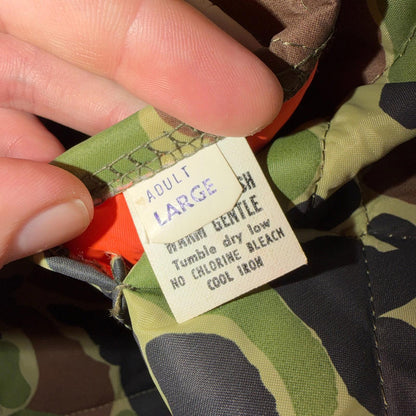 Vintage Reversible Duck Camo Blaze Orange Insulated Hunting Vest Large 80s