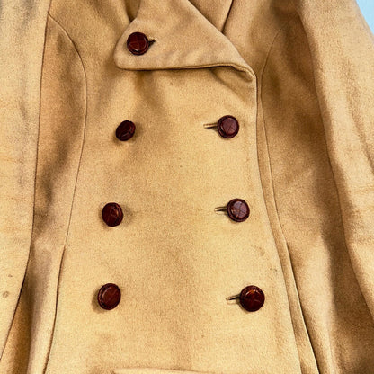 1950s Vintage Taupe Brown Wool Swing Coat Boho Warm Winter Rockabilly Belted 50s