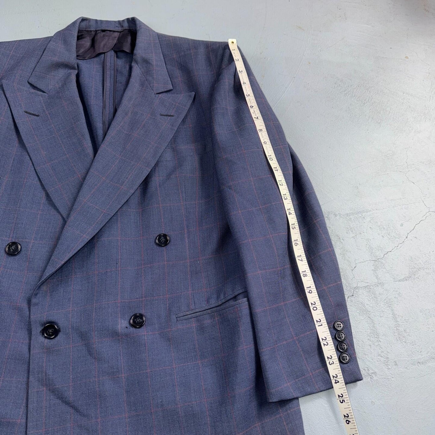60s Pinstripe Blue Double Breasted Suit Jacket Wool 42 70s Navy Blue 1960s