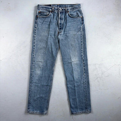 Levis 501 Vintage 90s USA XX Straight Leg Jeans Blue Light Wash 35x34 Act 31x30