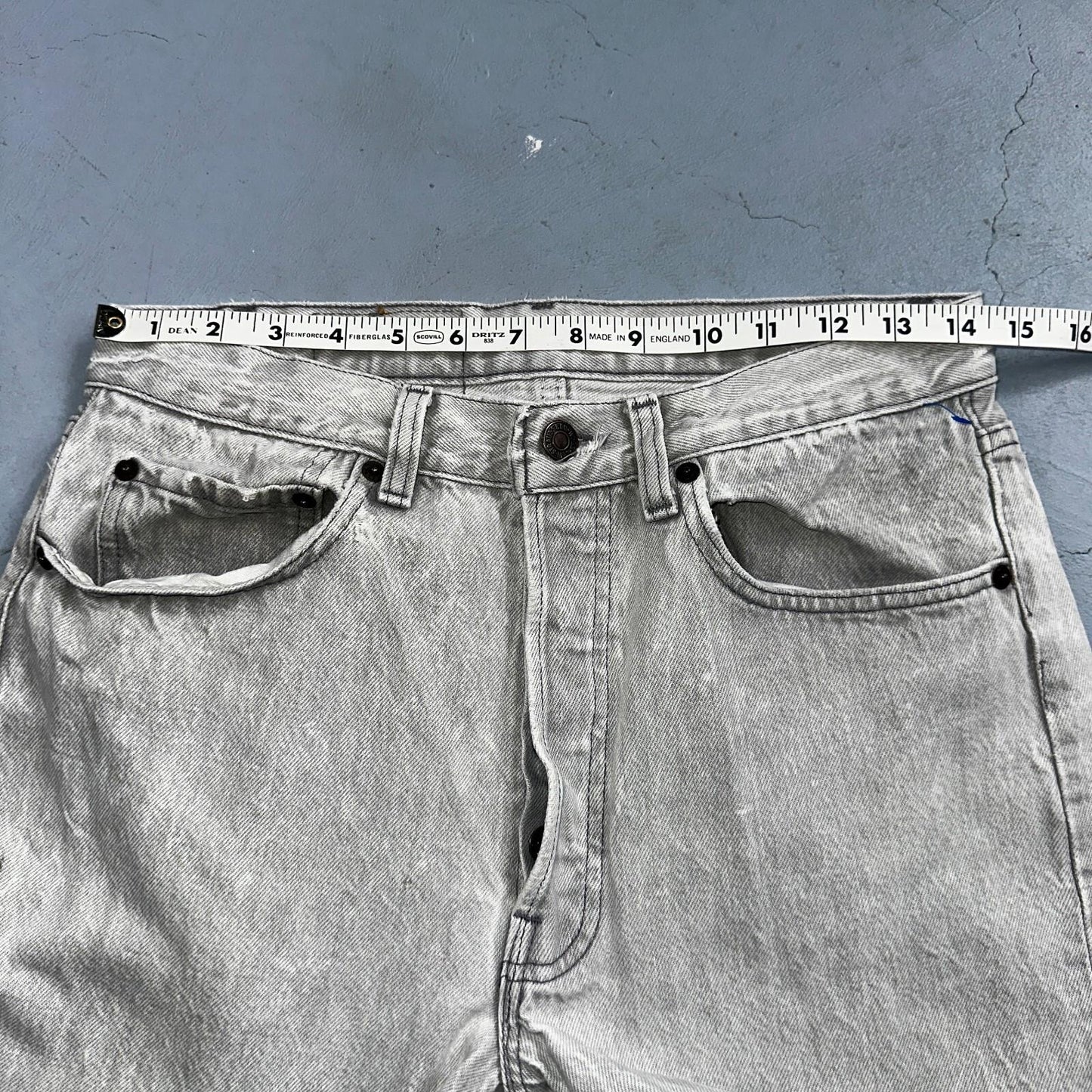 Levis 501 Vintage 90s USA XX Straight Leg Jeans Gray Light Wash 31x34 Act 29x32