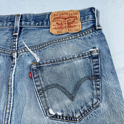 Levis 501 Vintage Y2K XX Straight Leg Jeans Rips Blue Med Wash 33x36 Act 31x31