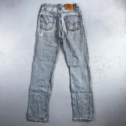 Levis 505 Vintage 90s Columbia Straight Leg Jeans Blue Light Wash 30x34 Ac 28x33