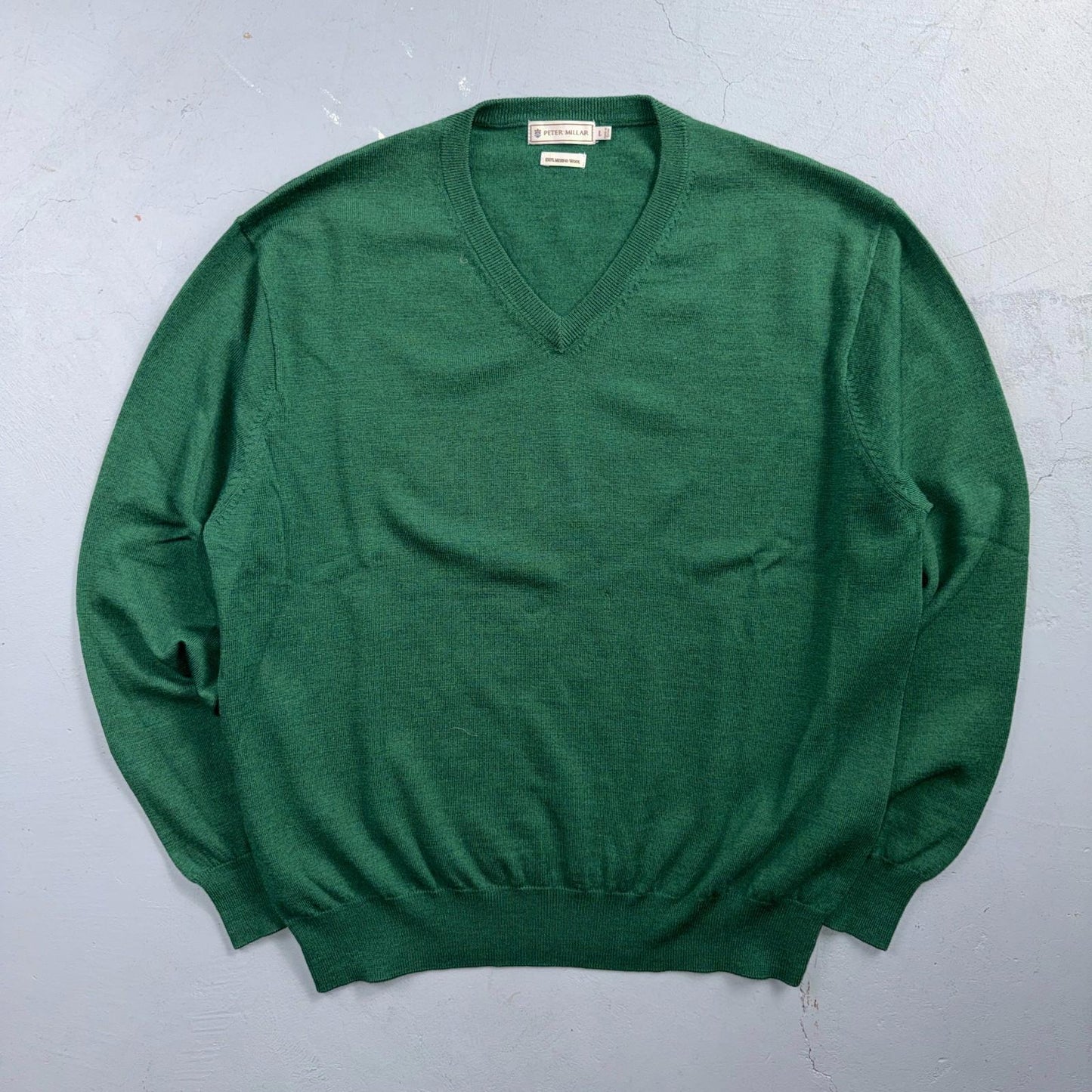 Peter Millar 100% Merino Wool V-Neck Sweater Mens Large Golf Club VTG Style