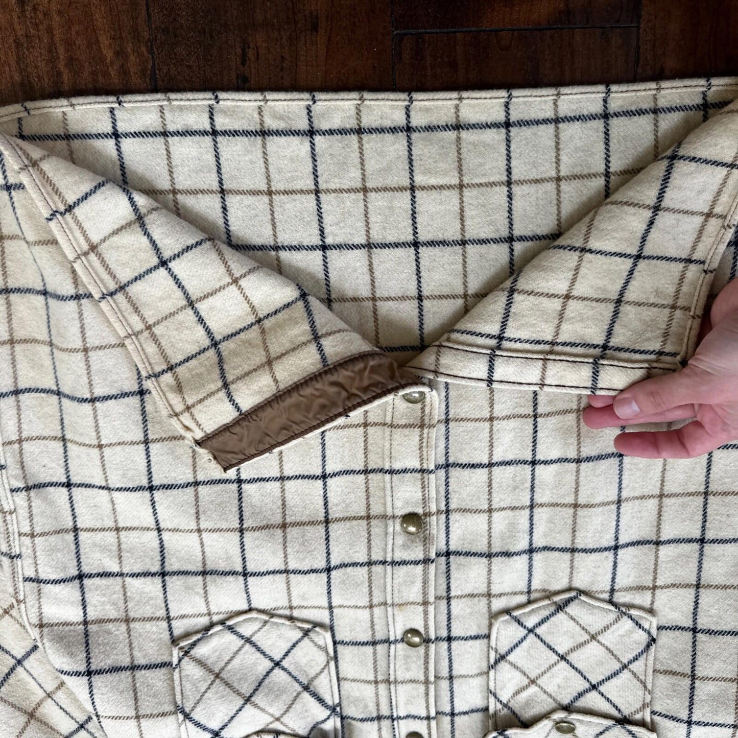 Norm Thompson VTG Long Sleeve Snap Up Heavy Wool Shirt Plaid 60s XL Rockabilly