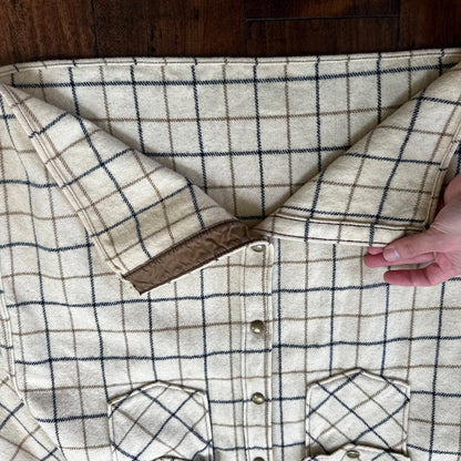 Norm Thompson VTG Long Sleeve Snap Up Heavy Wool Shirt Plaid 60s XL Rockabilly