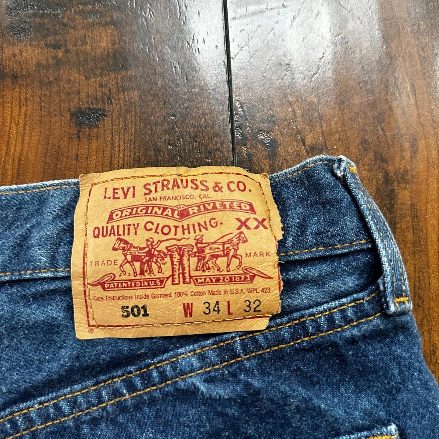 Levis 501 Vintage 90s USA XX Straight Leg Jeans Blue Med Wash 34x32 Act 31x30