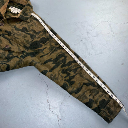 Columbia Gallatin Range Wool Blend Jacket Outfitter Brown Camo M Missing Buttons
