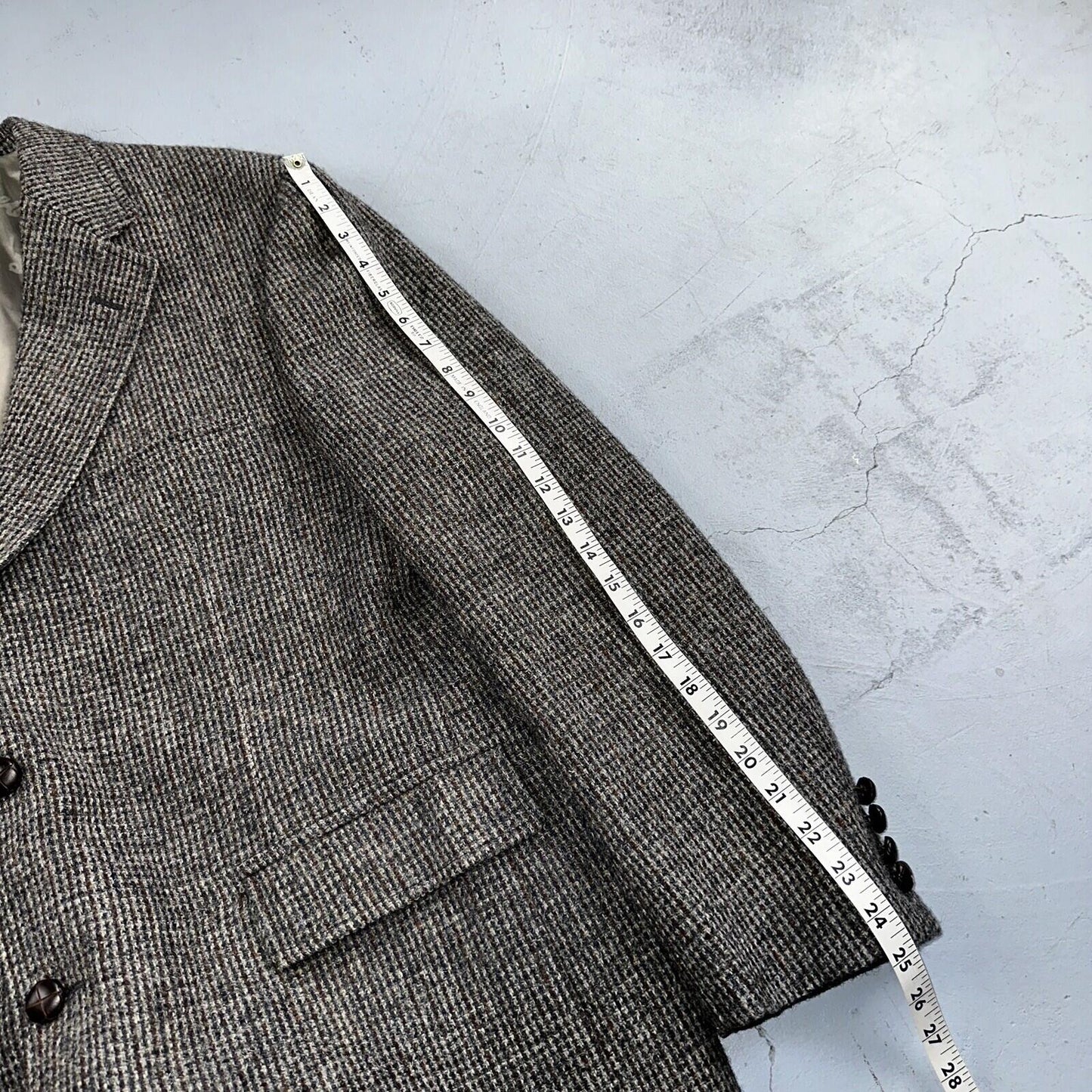 Norm Thompson VTG 80s Harris Tweed Preppy Wool Herringbone Blazer Jacket 42