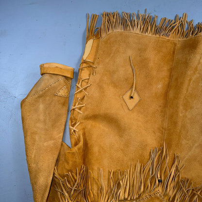 VTG Buckskin Montana Jacket Leather Fringe Western Leather Cowboy Suede 70s