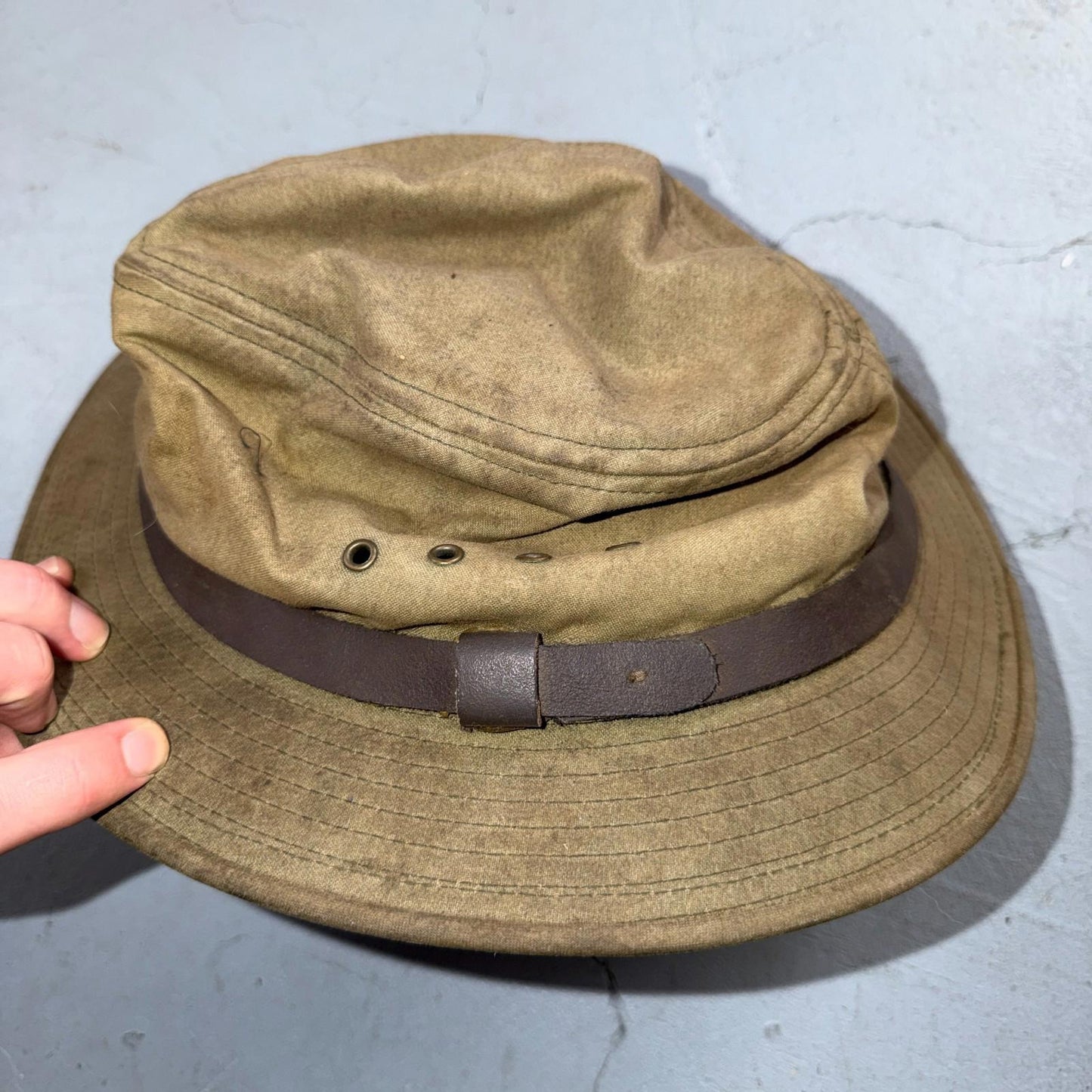 Filson VTG Tin Cloth Packer Hat Made in USA Large Used Worn Canvas USA 80s