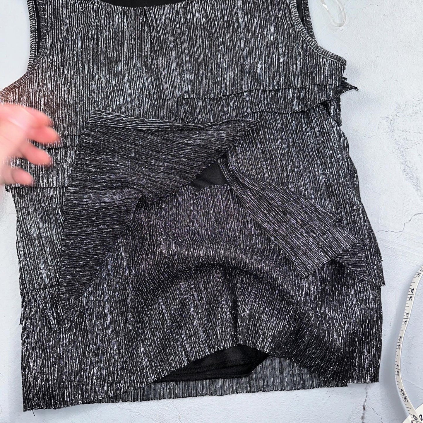 Collection Dressbarn Women's Dress Top 8 Lace Seqins - Black Sleeveless USA VTG