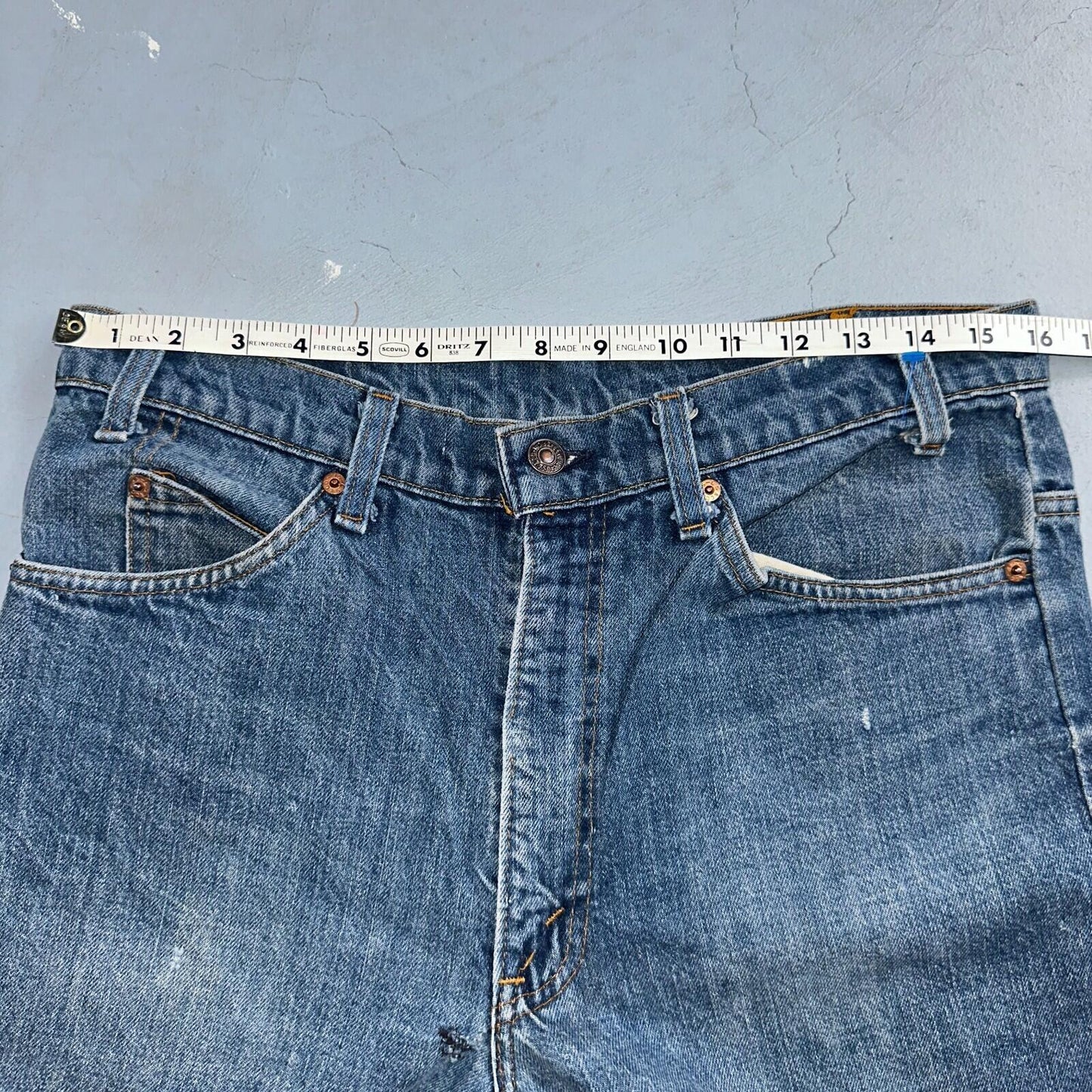 Levis 517 Vintage 80s USA Orange Tab Bootcut Flare Blue Worn Jeans Act 32x26