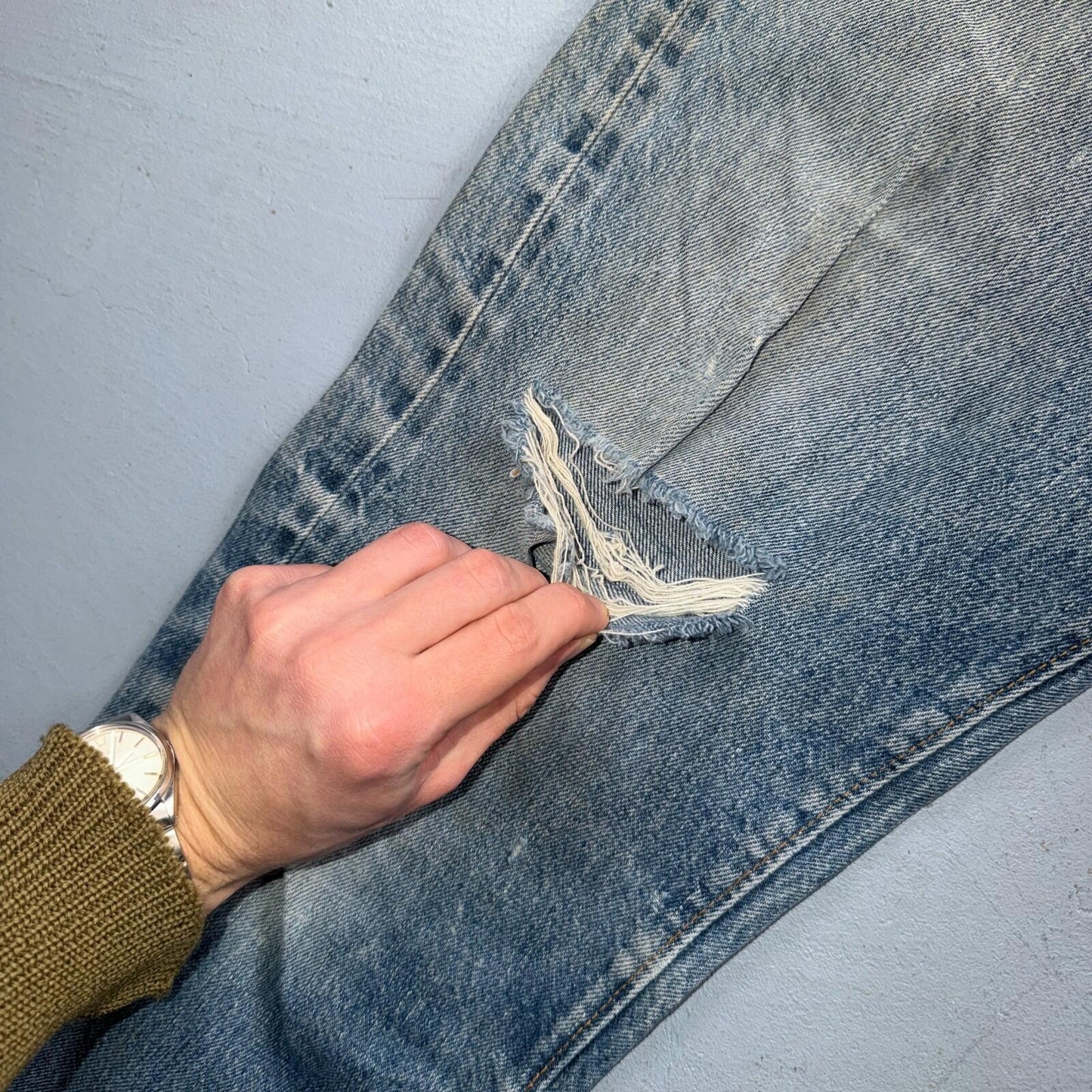 Levis 501 Vintage 80s Redline Selvedge USA XX Jeans Light Wash 35x34 Act 32x29