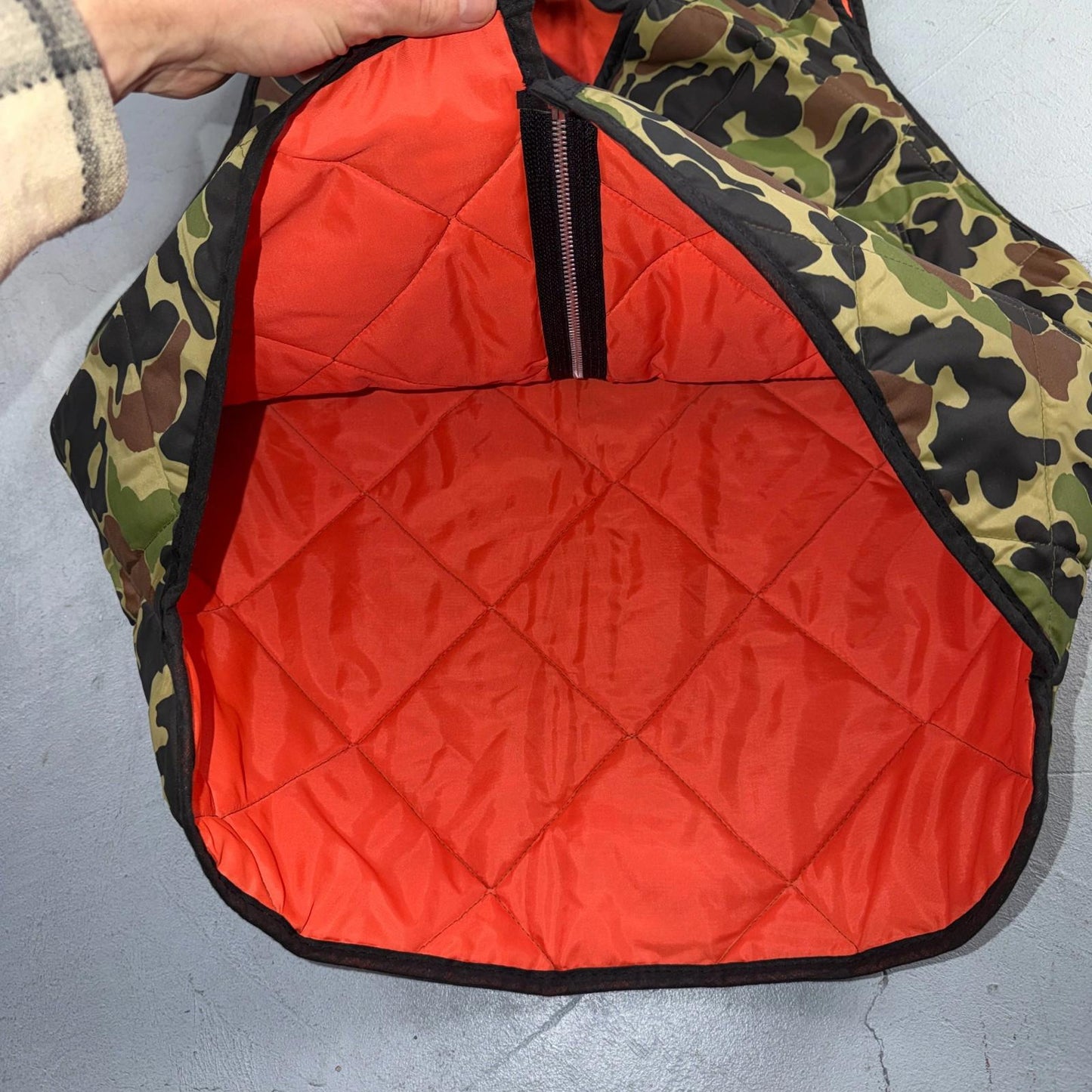 Vintage Reversible Duck Camo Blaze Orange Insulated Hunting Vest Large 80s