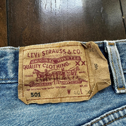 Levis 501 Vintage 90s Straight Leg XX Belgium Jeans 40x36 Light Wash Act 36x30